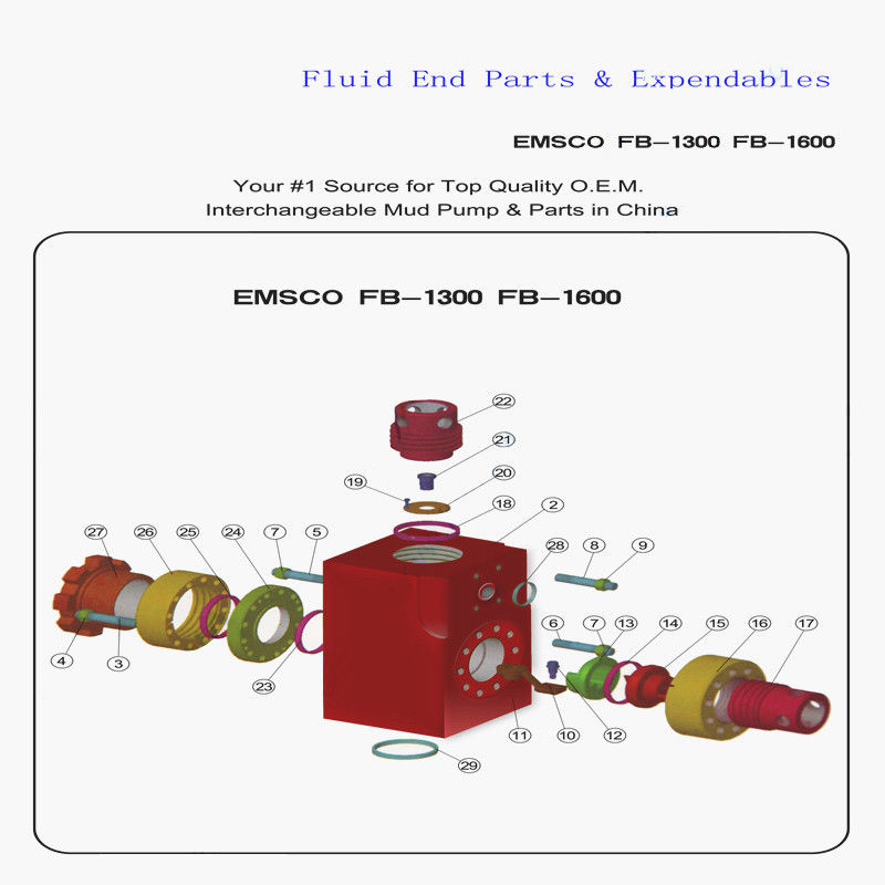 EMSCO FB1300 Fluid End Parts Drilling Rig Mud Pump Parts