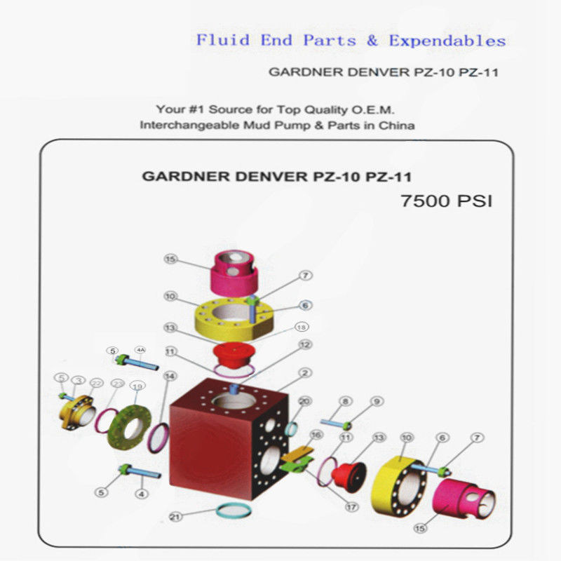 Gardner Denver PZ10 PZ11 7500PSI Drilling Rig Mud Pump Parts